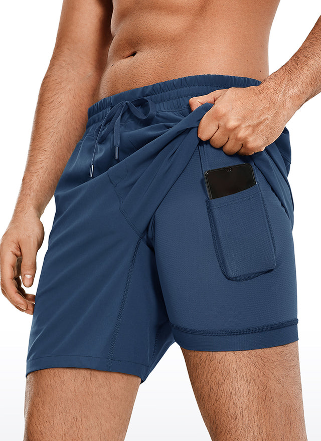 CRZ YOGA Men's Train Run Classic Fit Feathery-Fit Lined Shorts 7'' Electric Blue @model_info:MI