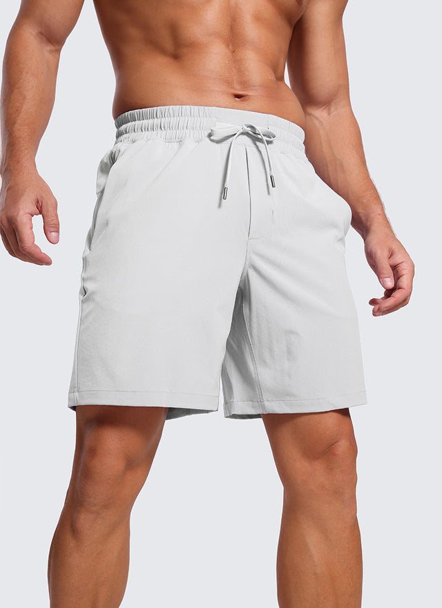 CRZ YOGA Men's Train Run Classic Fit Feathery-Fit Lined Shorts 7'' Platinum Grey