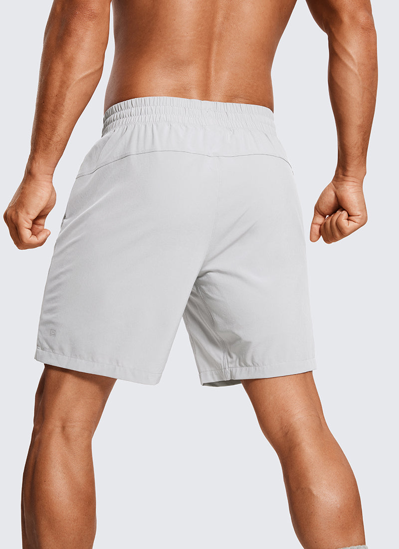 CRZ YOGA Men's Train Run Classic Fit Feathery-Fit Lined Shorts 7'' Platinum Grey @model_info:M