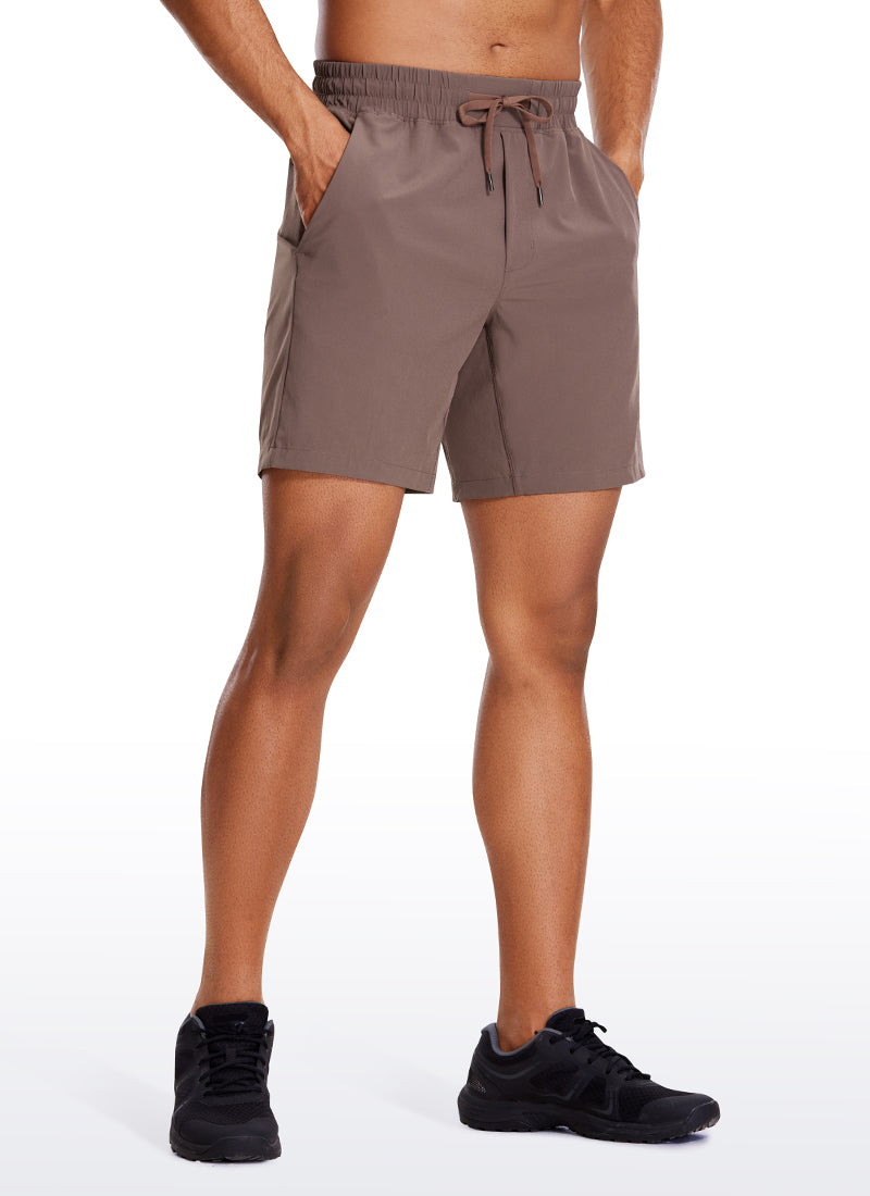 CRZ YOGA Men's Train Run Classic Fit Feathery-Fit Lined Shorts 7'' Brown Rock