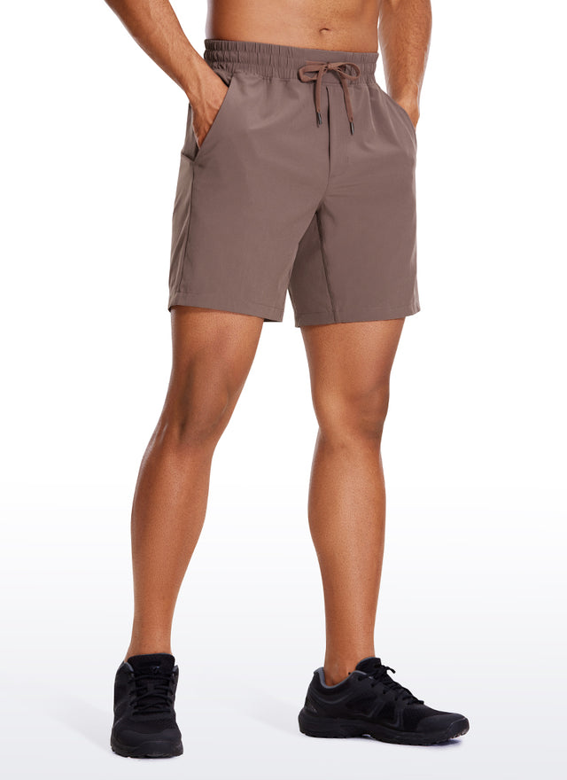 CRZ YOGA Men's Train Run Classic Fit Feathery-Fit Lined Shorts 7'' Brown Rock