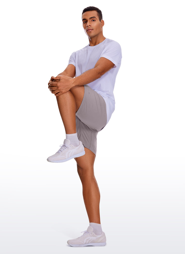 CRZ YOGA Men's Train Run Classic Fit Feathery-Fit Lined Shorts 7'' Brown Rock