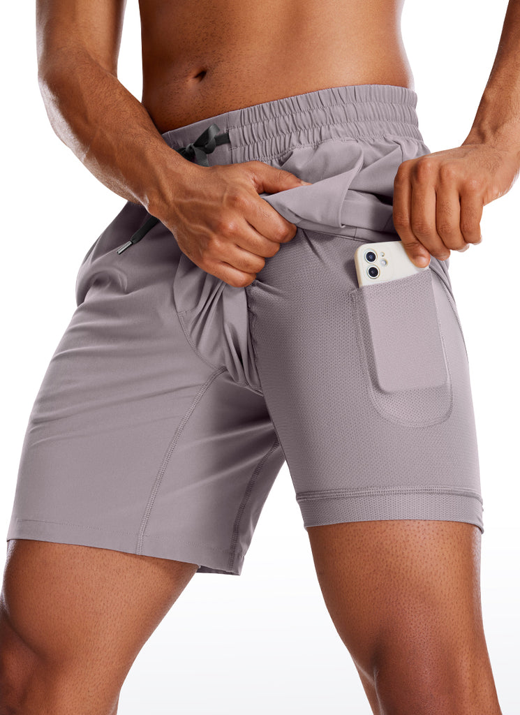 CRZ YOGA Men's Train Run Classic Fit Feathery-Fit Lined Shorts 7'' Black
