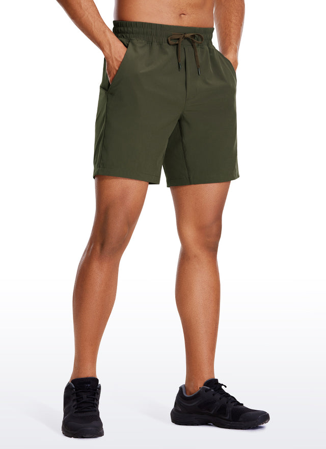 CRZ YOGA Men's Train Run Classic Fit Feathery-Fit Lined Shorts 7'' Dark Olive