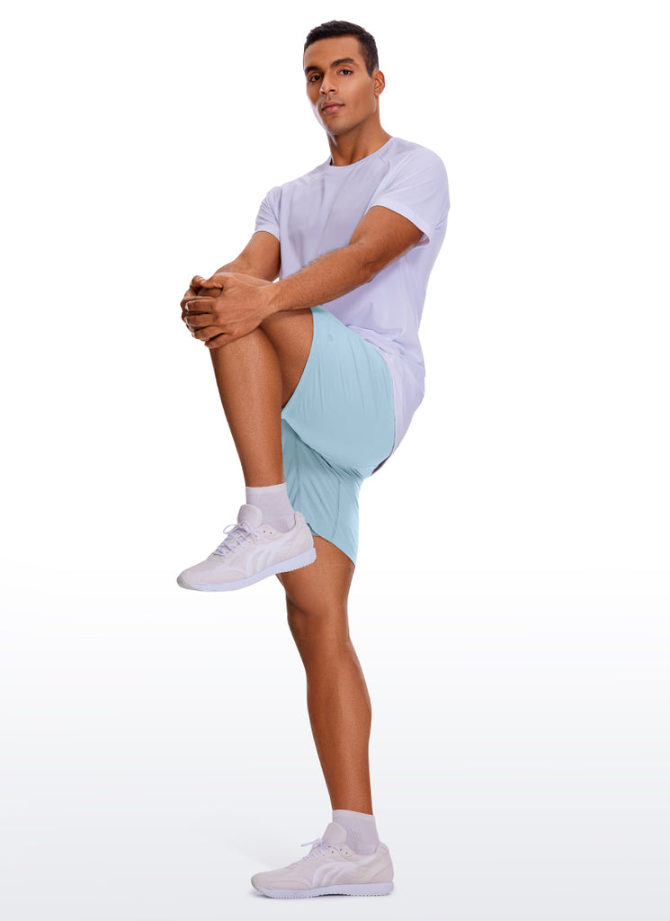 CRZ YOGA Men's Train Run Classic Fit Feathery-Fit Lined Shorts 7'' Light grayish blue