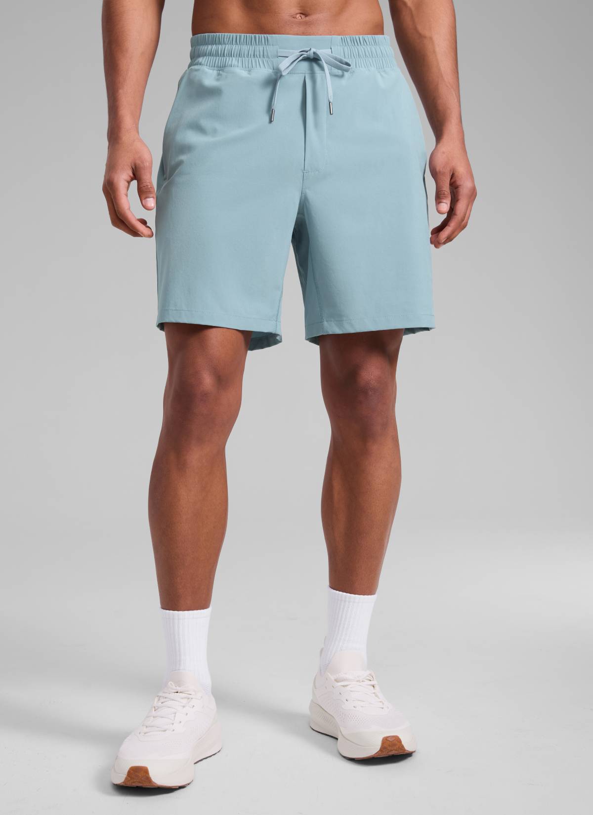 CRZ YOGA Men's Train Run Classic Fit Feathery-Fit Lined Shorts 7'' Light grayish blue