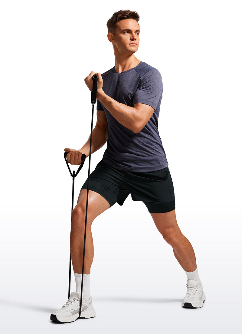 CRZ YOGA Men's Train Feathery-Fit 2 in 1 Shorts 3.5'' with pockets Black @model_info:Maxim