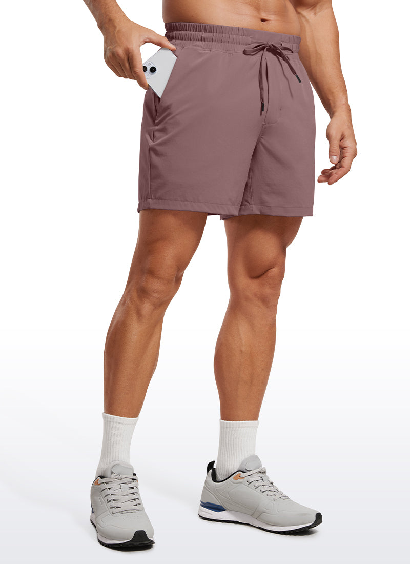 CRZ YOGA Men's Train Feathery-Fit 2 in 1 Shorts 5'' with pockets Mauve @model_info:Mazi