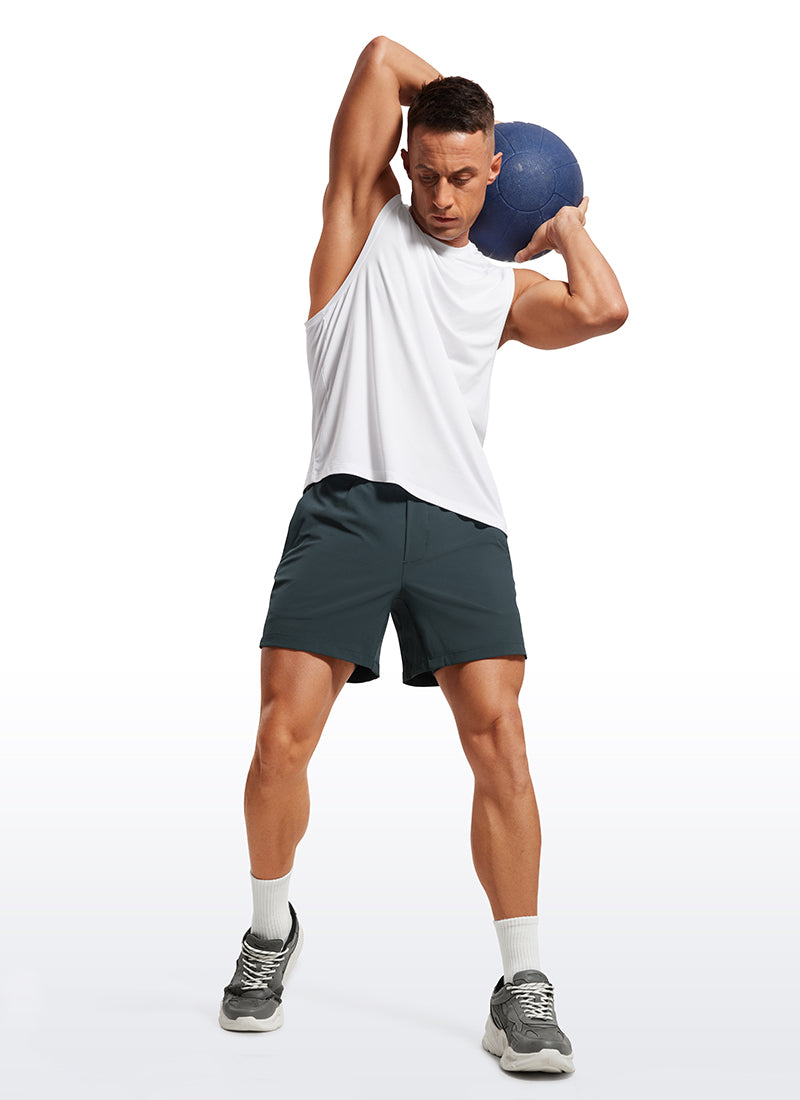 CRZ YOGA Men's Train Feathery-Fit 2 in 1 Shorts 5'' with pockets Melanite @model_info:Mazi
