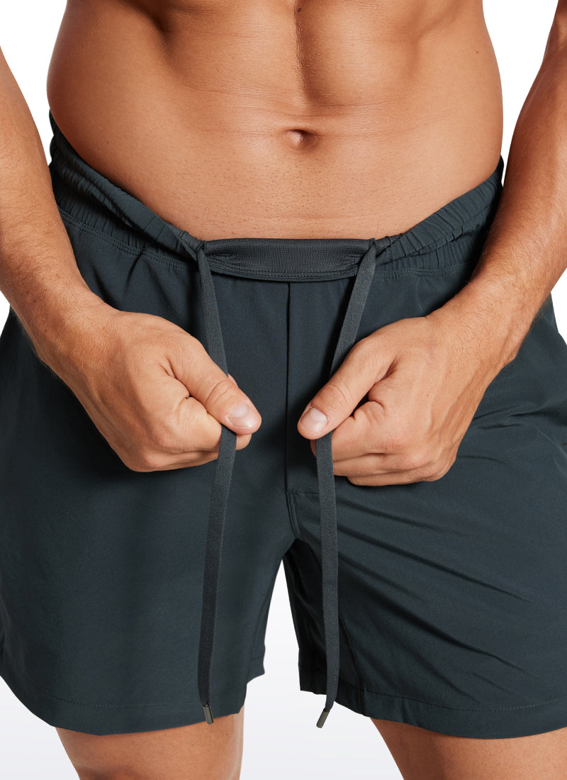 CRZ YOGA Men's Train Feathery-Fit 2 in 1 Shorts 5'' with pockets Melanite @model_info:Mazi
