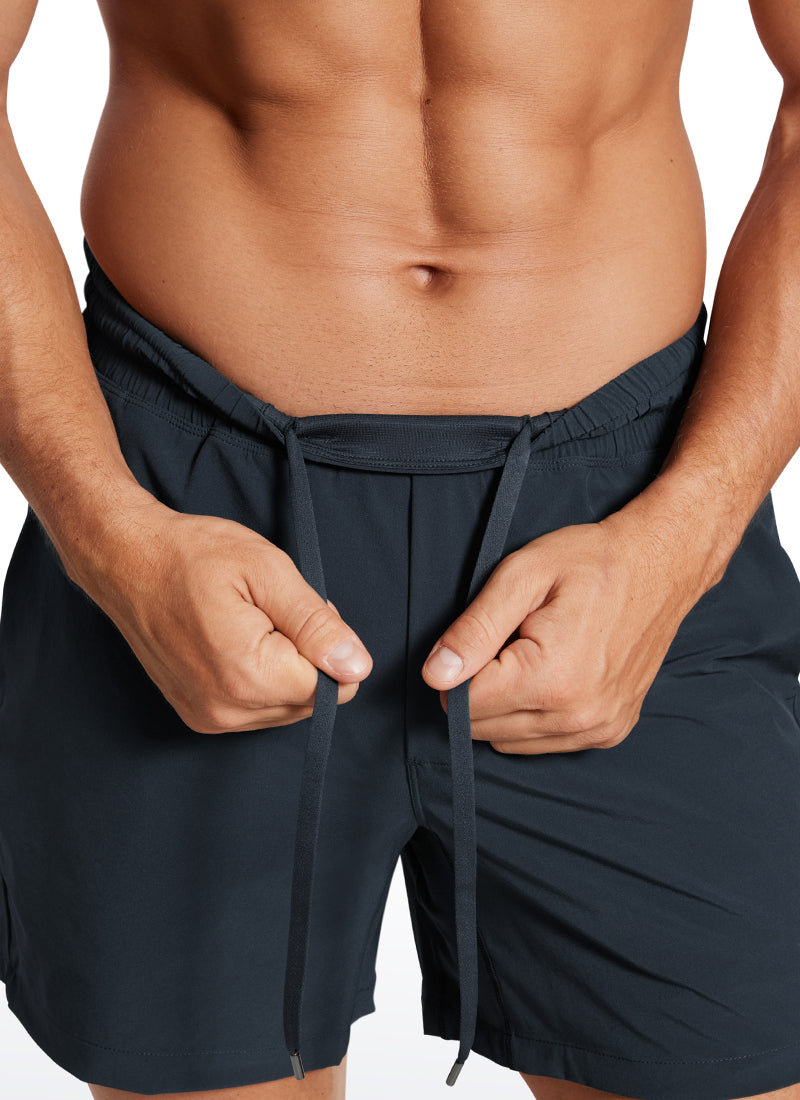 CRZ YOGA Men's Train Feathery-Fit 2 in 1 Shorts 5'' with pockets True Navy @model_info:Mazi