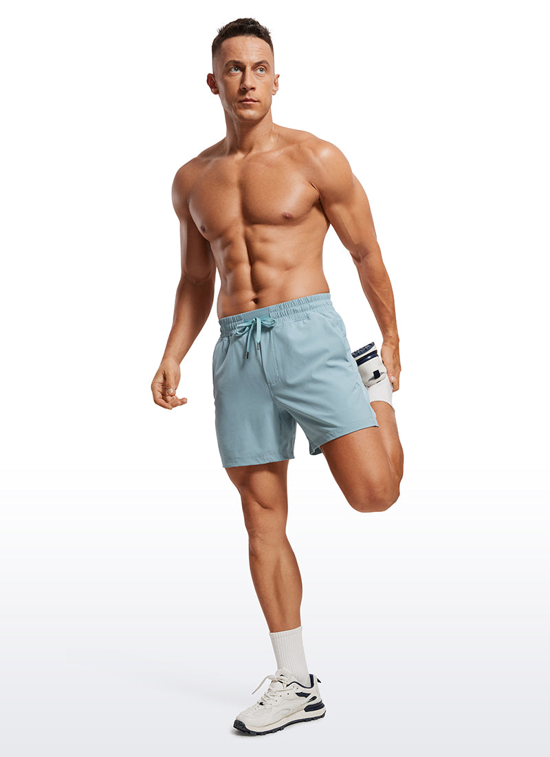 CRZ YOGA Men's Train Feathery-Fit 2 in 1 Shorts 5'' with pockets Light grayish blue @model_info:Mazi