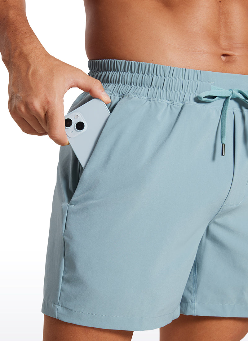 CRZ YOGA Men's Train Feathery-Fit 2 in 1 Shorts 5'' with pockets Light grayish blue @model_info:Mazi