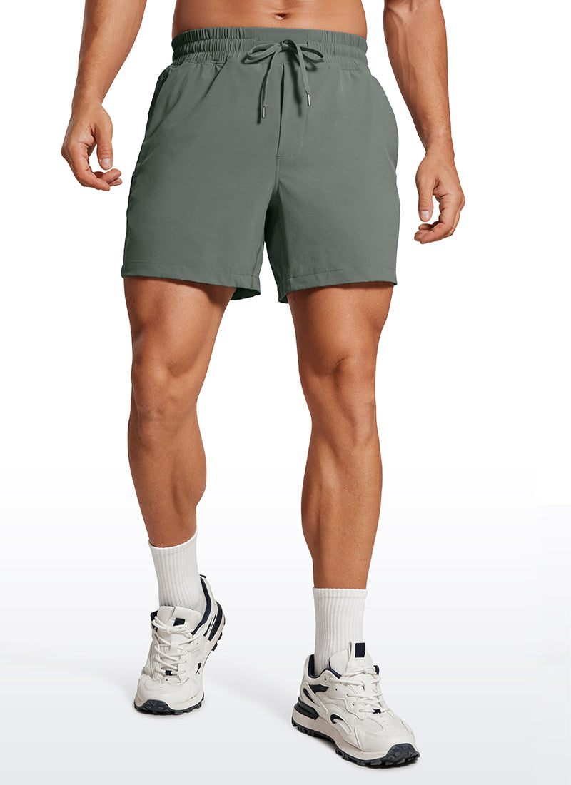 CRZ YOGA Men's Train Feathery-Fit 2 in 1 Shorts 5'' with pockets Grey Sage @model_info:Mazi