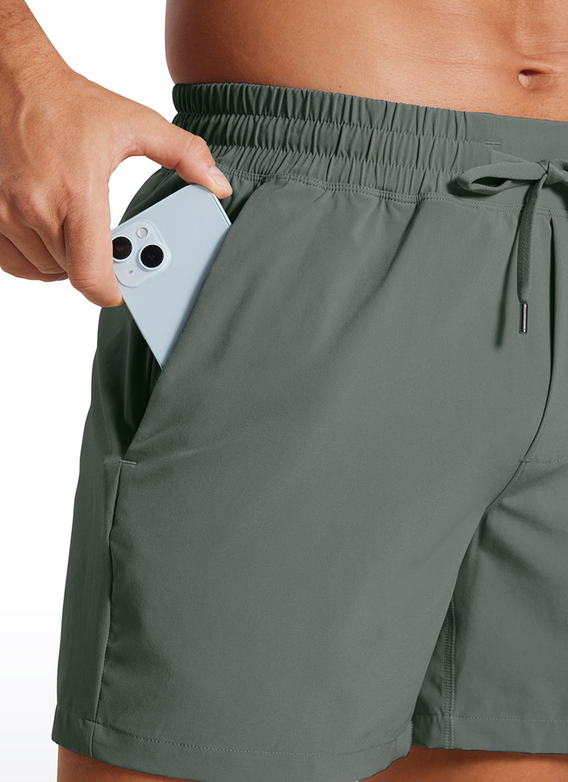 CRZ YOGA Men's Train Feathery-Fit 2 in 1 Shorts 5'' with pockets Grey Sage @model_info:Mazi
