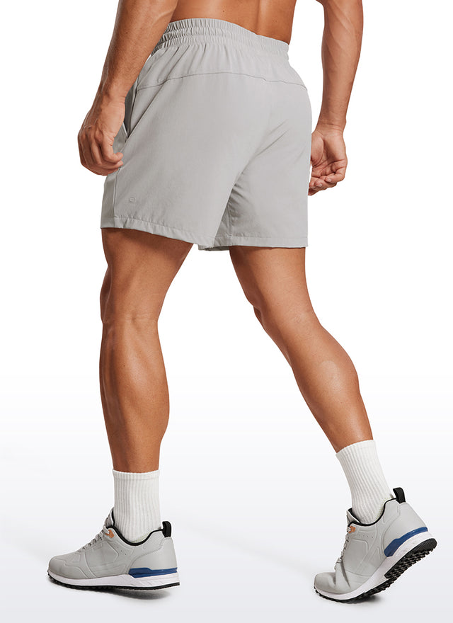 CRZ YOGA Men's Train Feathery-Fit 2 in 1 Shorts 5'' with pockets Dark Chrome