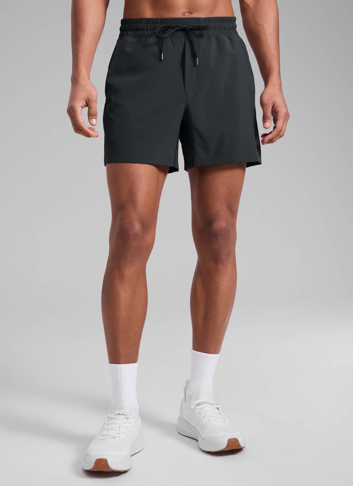 CRZ YOGA Men's Running Feathery-Fit Workout Linerless Shorts 5'' Black @model_info:Rafael