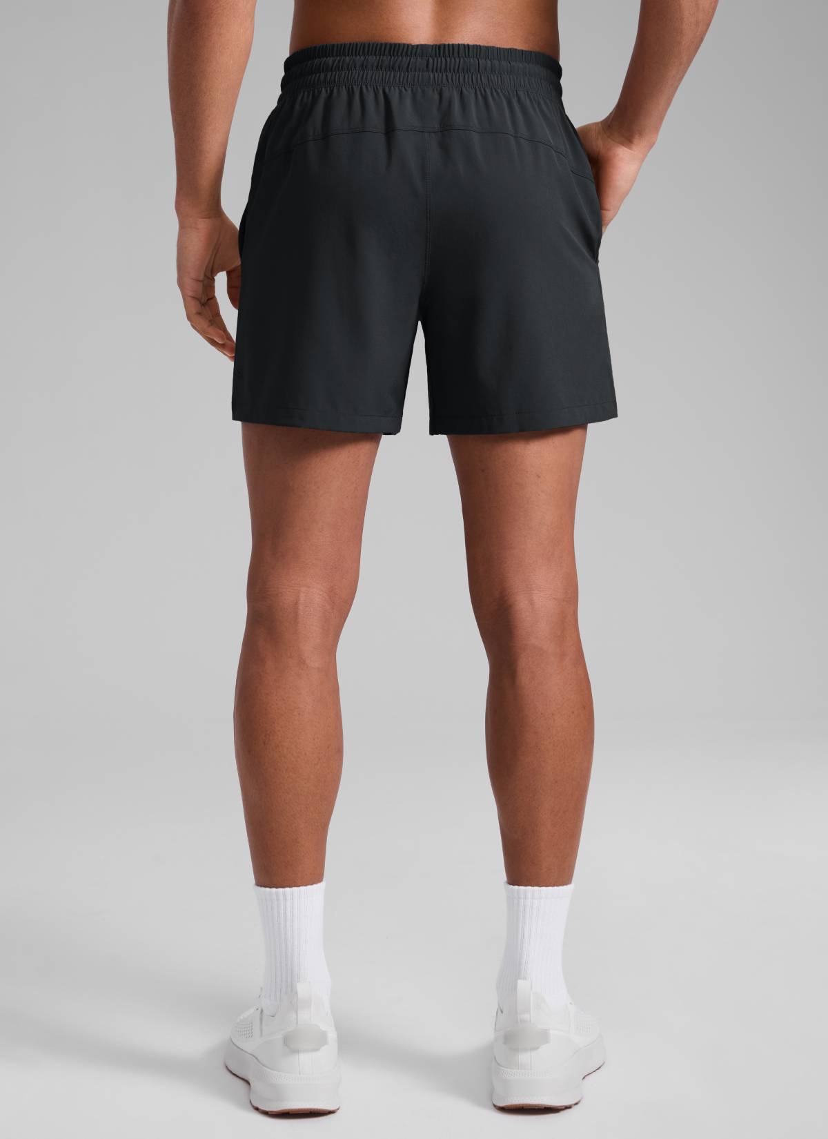 CRZ YOGA Men's Running Feathery-Fit Workout Linerless Shorts 5'' Black @model_info:Rafael