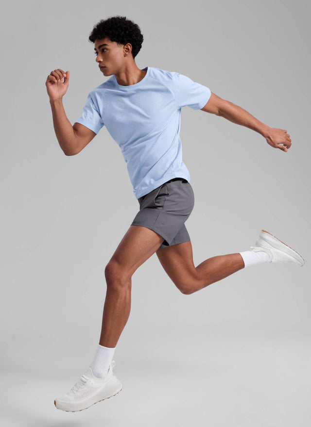 CRZ YOGA Men's Running Feathery-Fit Workout Linerless Shorts 5'' Dark Carbon