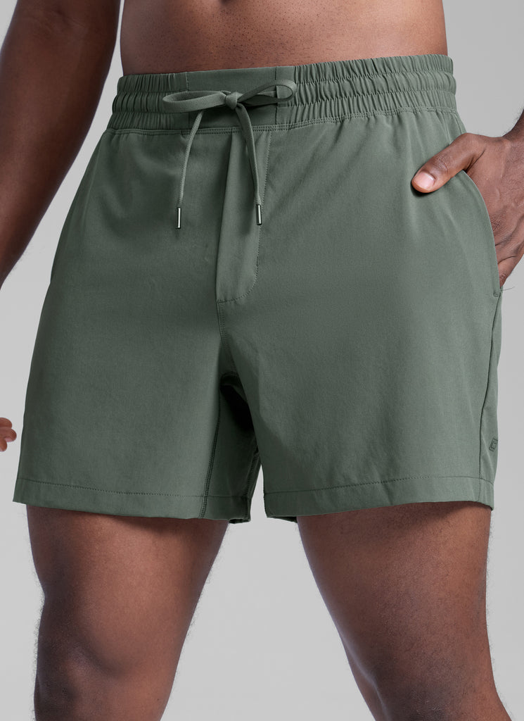 CRZ YOGA Men's Running Feathery-Fit Workout Linerless Shorts 5'' Grey Sage