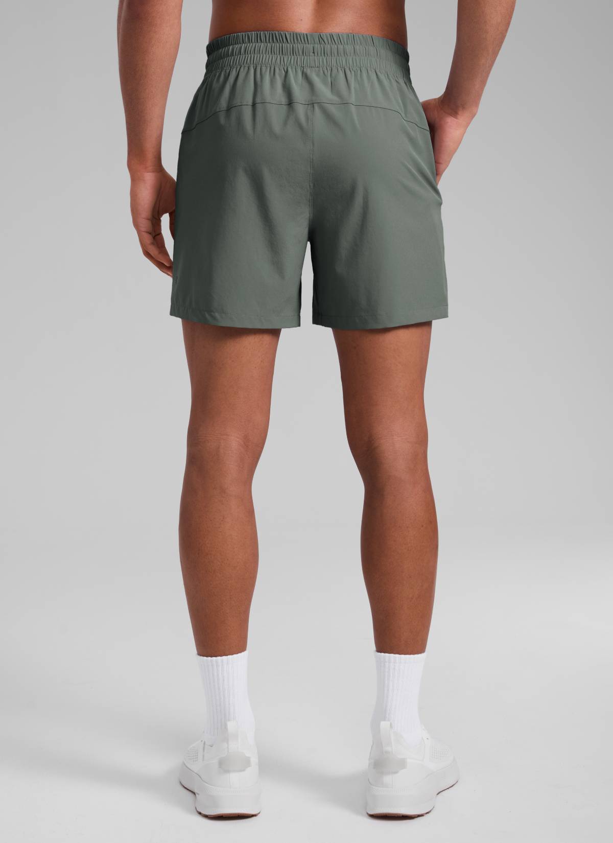 CRZ YOGA Men's Running Feathery-Fit Workout Linerless Shorts 5'' Grey Sage