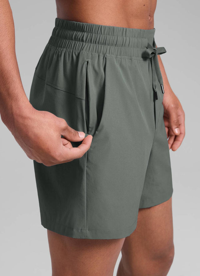 CRZ YOGA Men's Running Feathery-Fit Workout Linerless Shorts 5'' Grey Sage