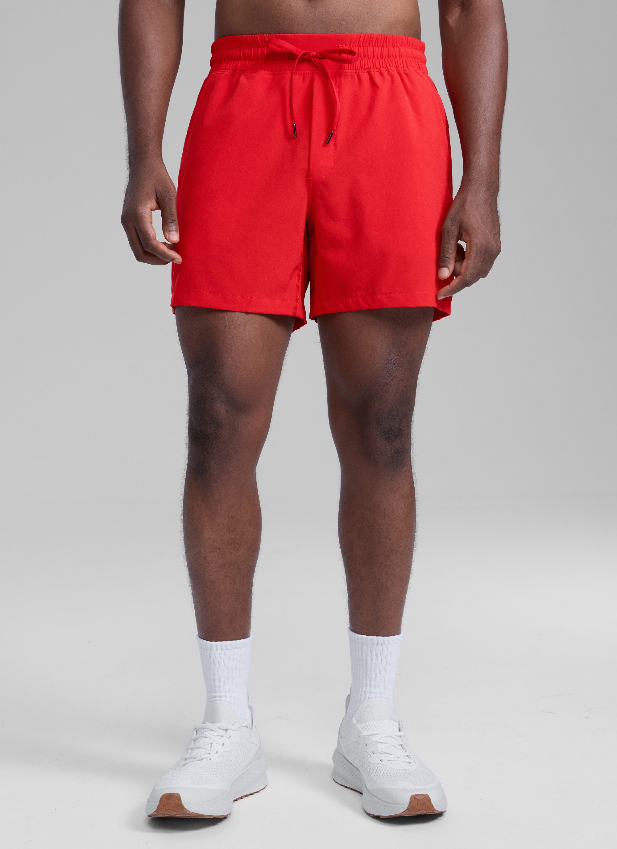 CRZ YOGA Men's Running Feathery-Fit Workout Linerless Shorts 5'' Deep Red @model_info:L