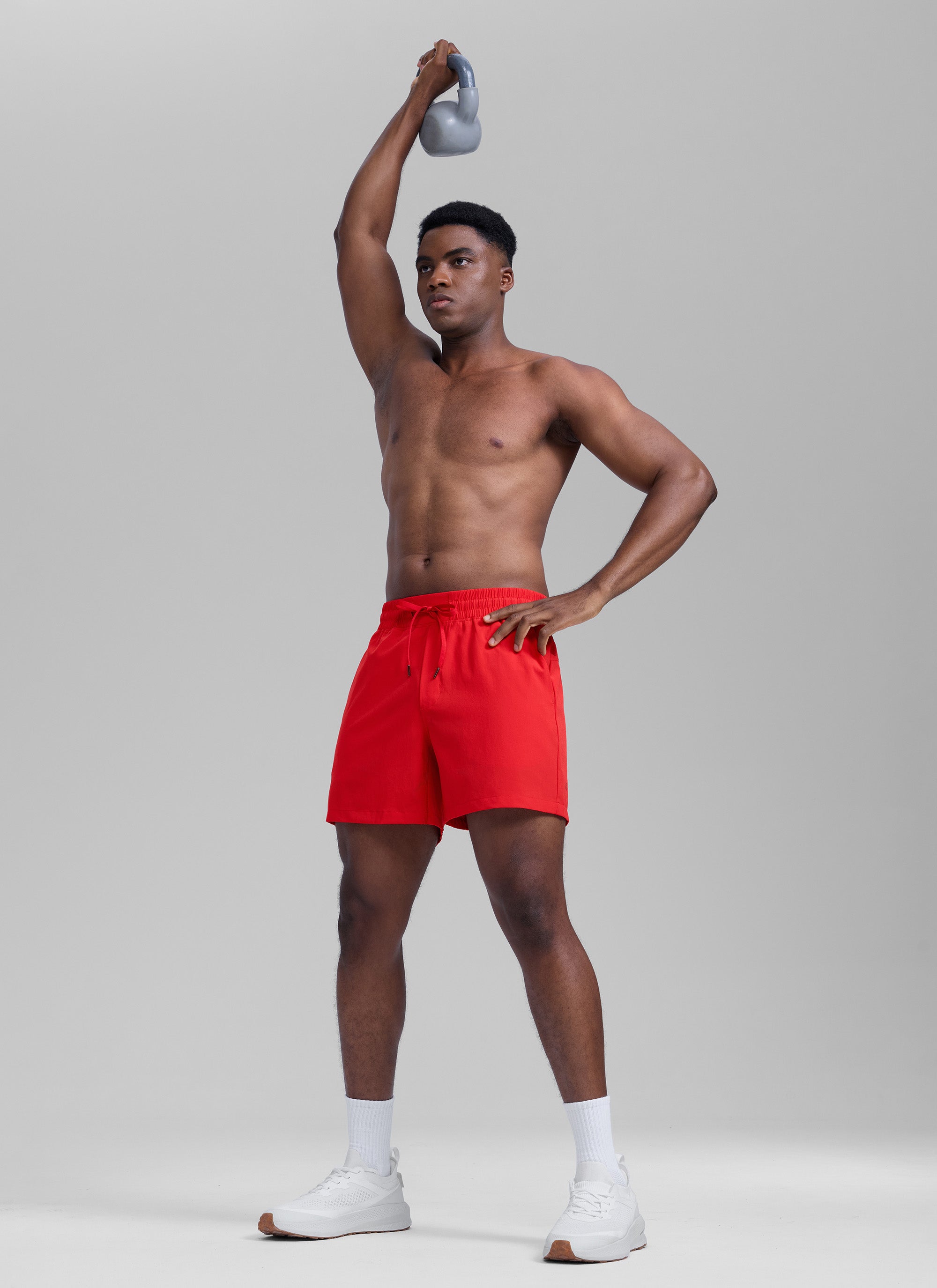 CRZ YOGA Men's Running Feathery-Fit Workout Linerless Shorts 5'' Deep Red @model_info:L