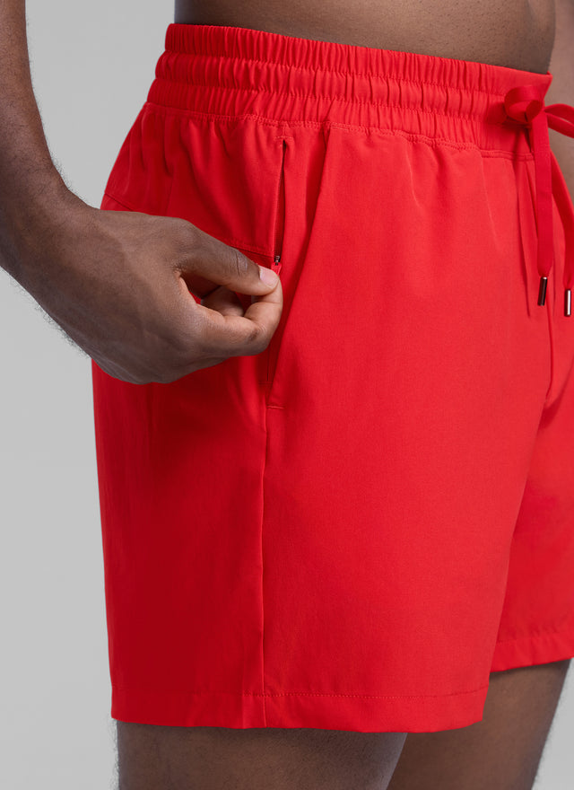CRZ YOGA Men's Running Feathery-Fit Workout Linerless Shorts 5'' Deep Red @model_info:L