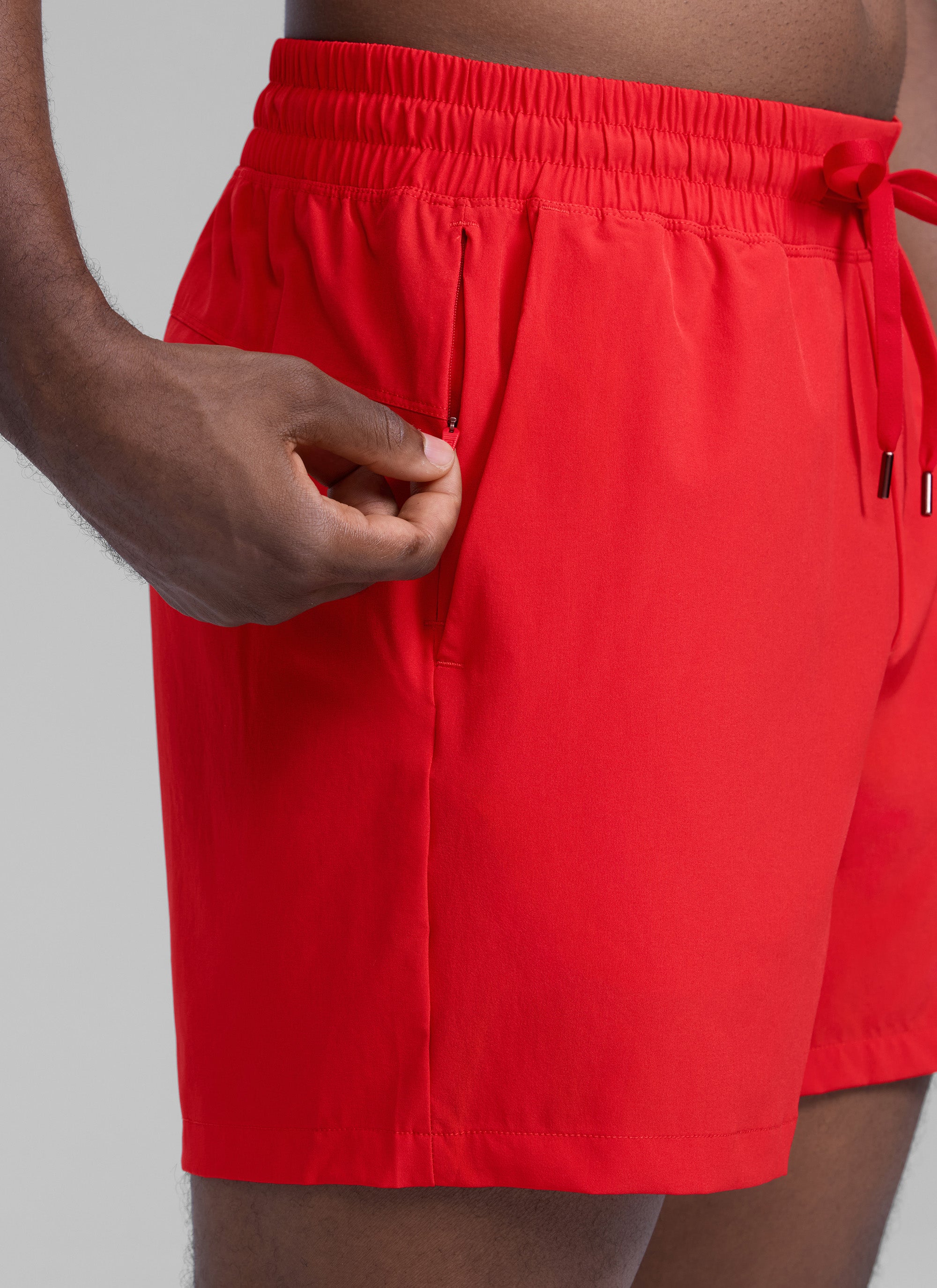 CRZ YOGA Men's Running Feathery-Fit Workout Linerless Shorts 5'' Deep Red @model_info:L