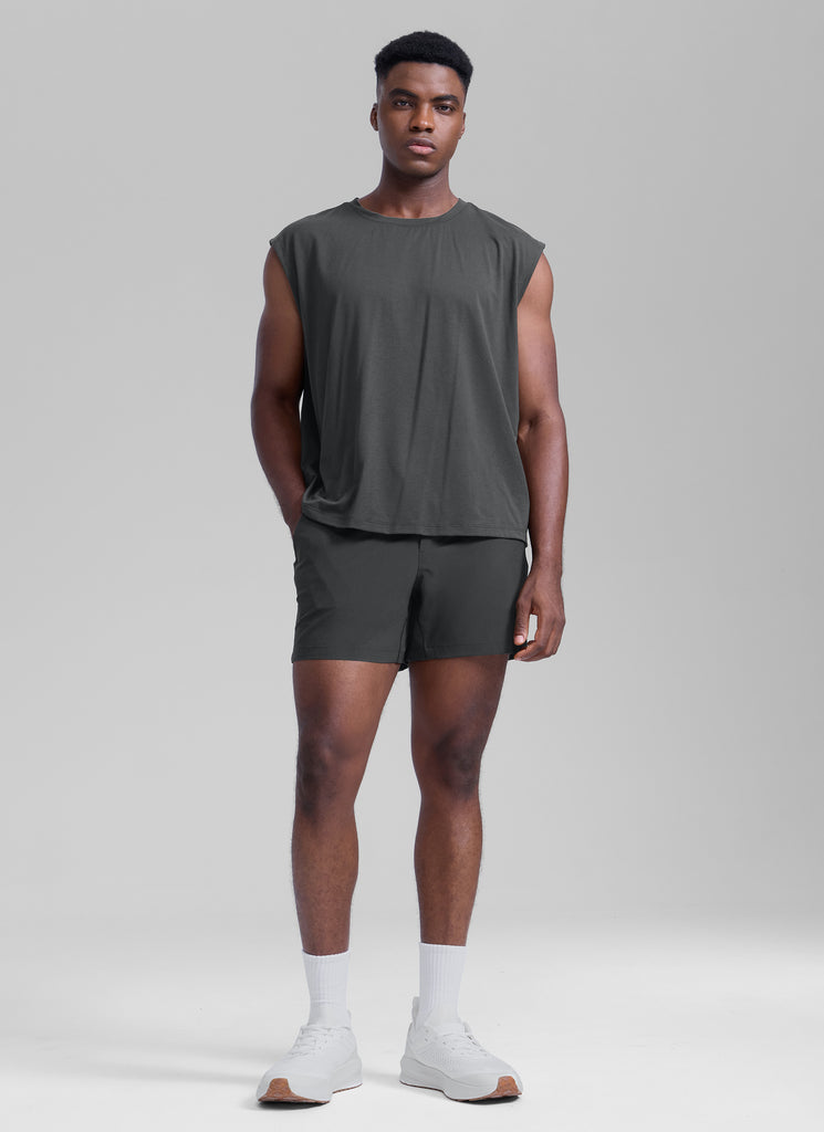 CRZ YOGA Men's Running Feathery-Fit Workout Linerless Shorts 5'' Ink Gray