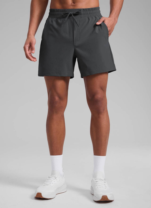 CRZ YOGA Men's Running Feathery-Fit Workout Linerless Shorts 5'' Ink Gray @model_info:Rafael