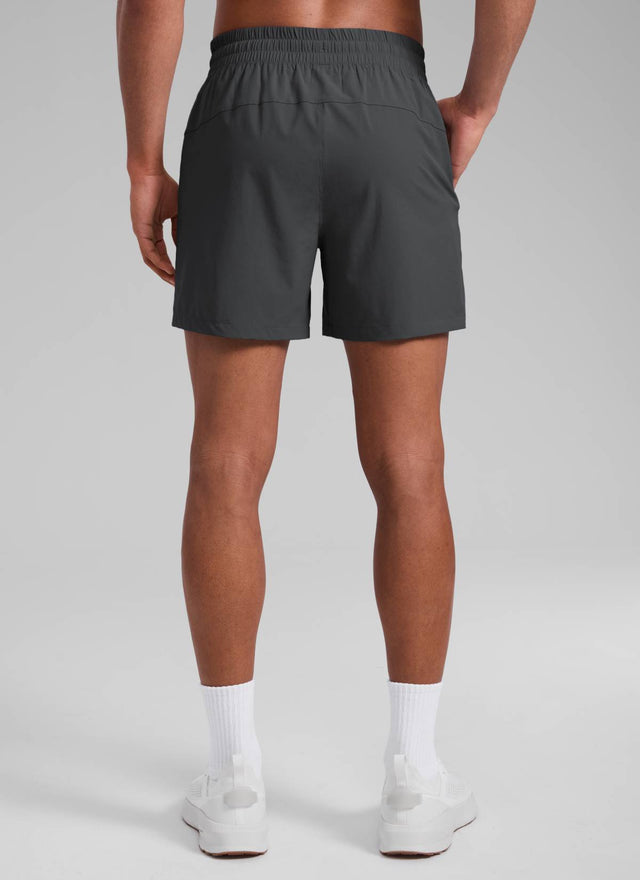 CRZ YOGA Men's Running Feathery-Fit Workout Linerless Shorts 5'' Ink Gray @model_info:Rafael