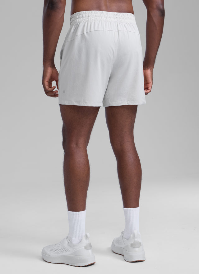 CRZ YOGA Men's Running Feathery-Fit Workout Linerless Shorts 5'' Platinum Grey @model_info:L