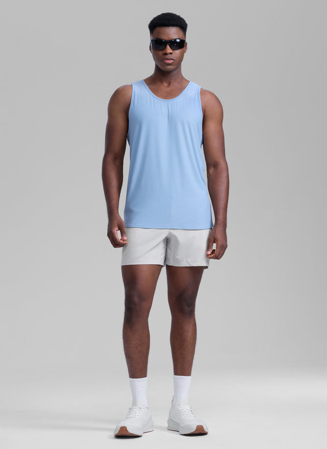CRZ YOGA Men's Running Feathery-Fit Workout Linerless Shorts 5'' Platinum Grey @model_info:L