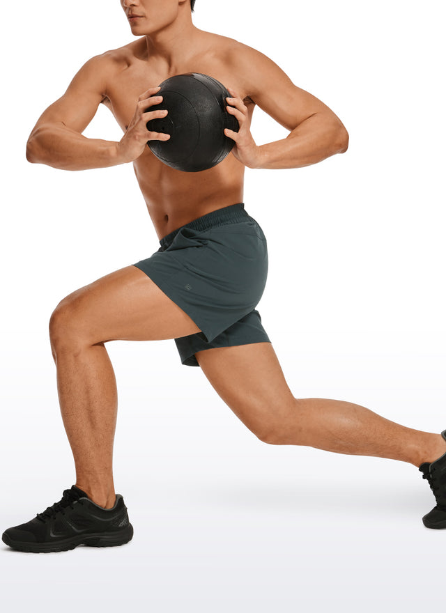 CRZ YOGA Men's Running Feathery-Fit Workout Linerless Shorts 5'' Melanite @model_info:M