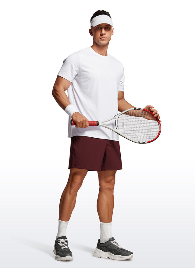 CRZ YOGA Men's Running Feathery-Fit Workout Linerless Shorts 5'' Red Merlot