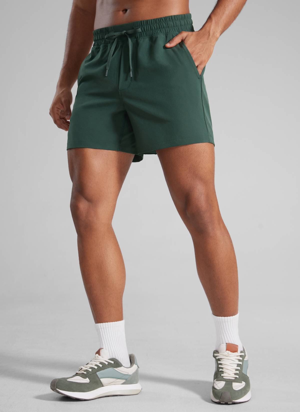 CRZ YOGA Men's Running Feathery-Fit Workout Linerless Shorts 5'' Legend Green