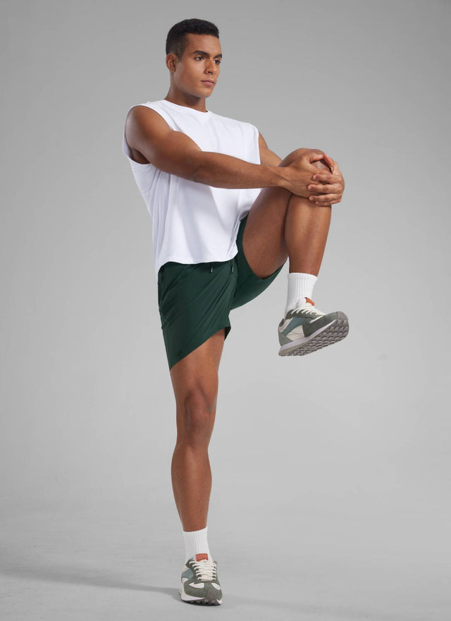 CRZ YOGA Men's Running Feathery-Fit Workout Linerless Shorts 5'' Legend Green