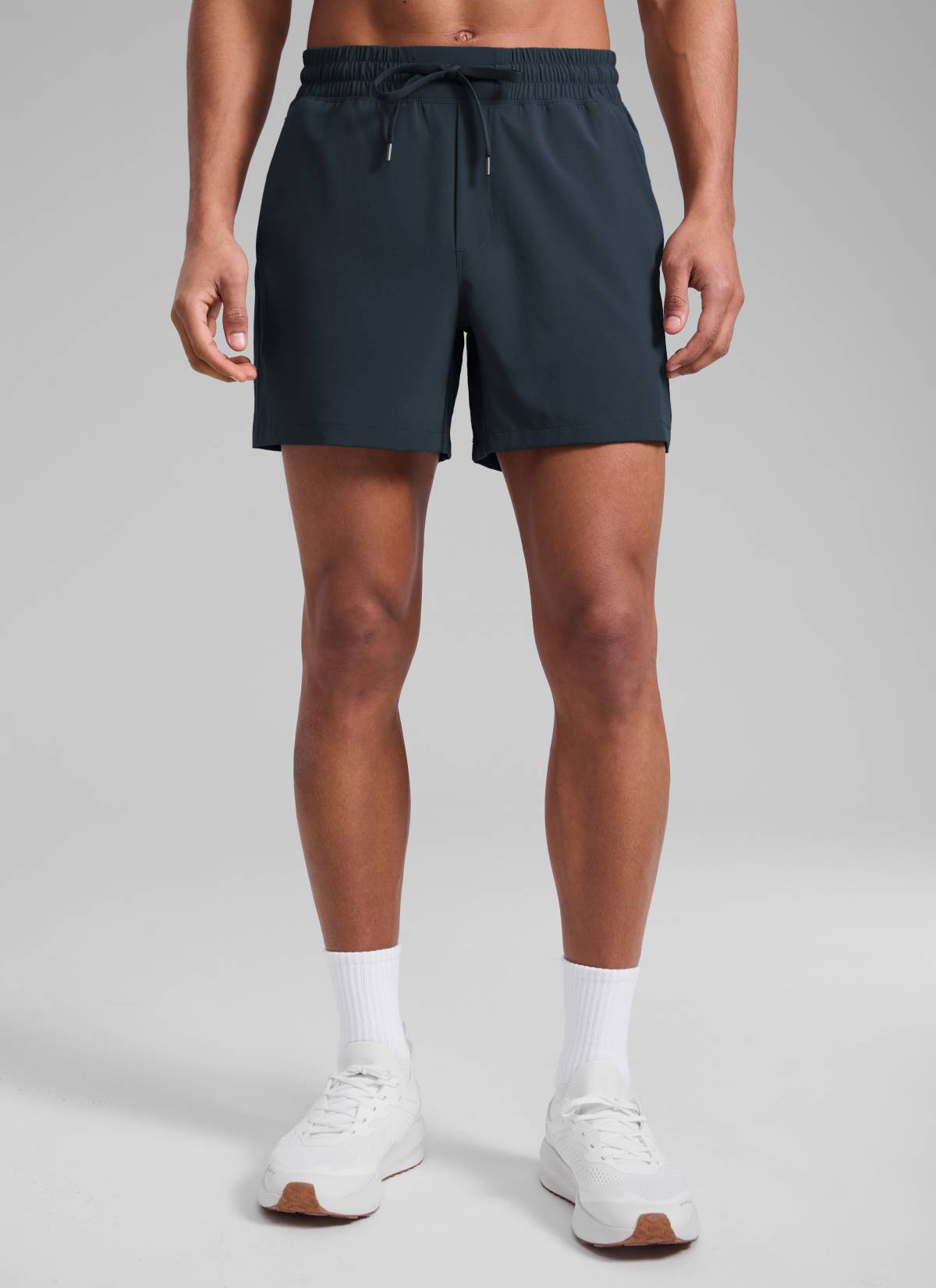 CRZ YOGA Men's Running Feathery-Fit Workout Linerless Shorts 5'' True Navy @model_info:Rafael