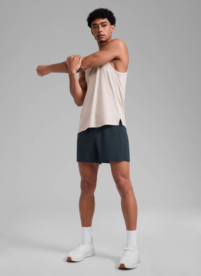 CRZ YOGA Men's Running Feathery-Fit Workout Linerless Shorts 5'' True Navy