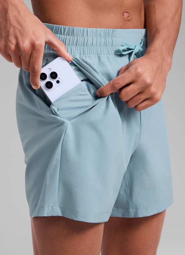 CRZ YOGA Men's Running Feathery-Fit Workout Linerless Shorts 5'' Light grayish blue