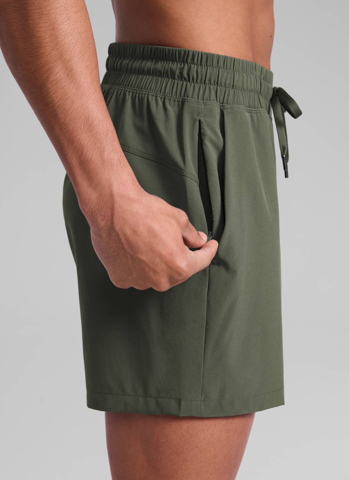 CRZ YOGA Men's Running Feathery-Fit Workout Linerless Shorts 5'' Dark Olive