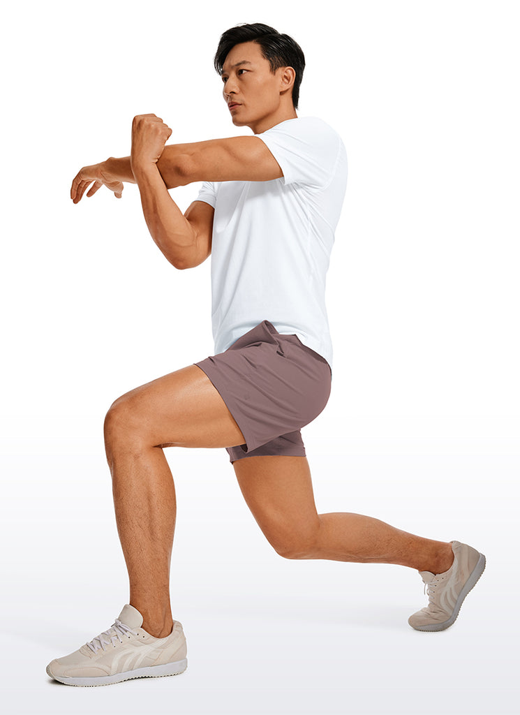 CRZ YOGA Men's Running Feathery-Fit Workout Linerless Shorts 5'' Mauve