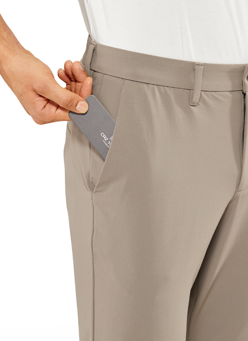 CRZ YOGA Men's Golf Slim Fit Stretch Slim-Fit Pants with Pockets 33'' Cliff Ash