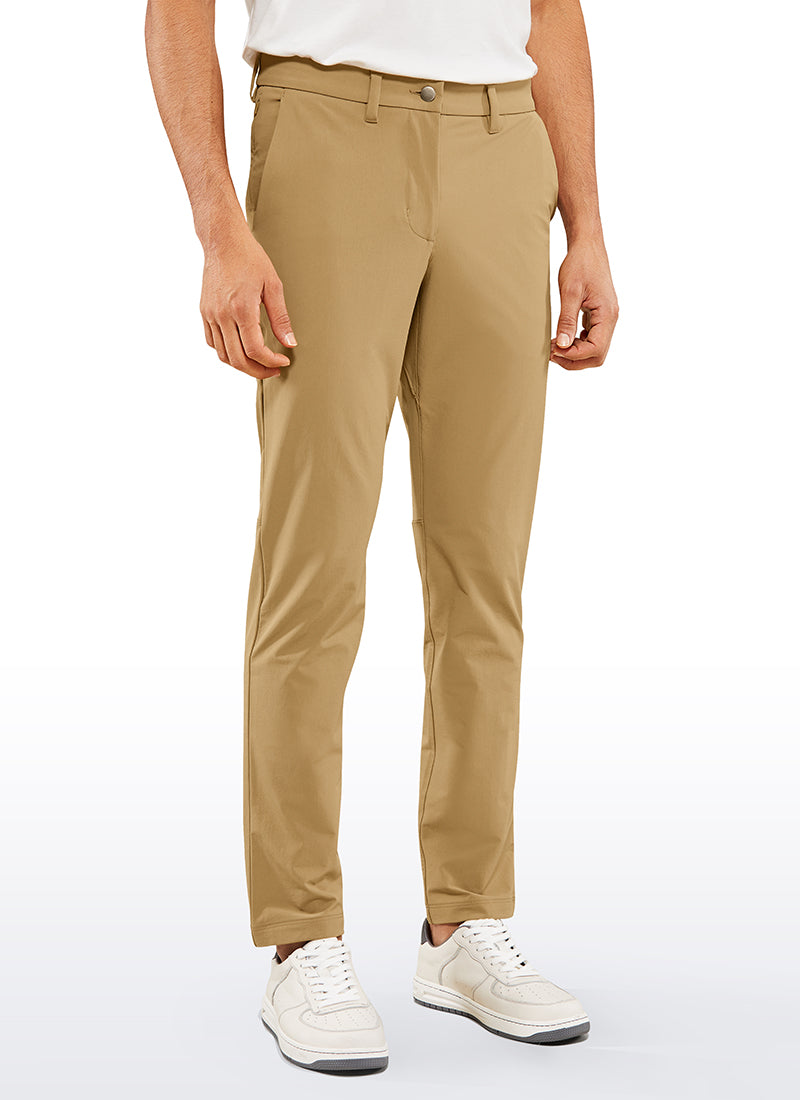 CRZ YOGA Men's Golf Slim Fit Stretch Slim-Fit Pants with Pockets 33'' Khaki
