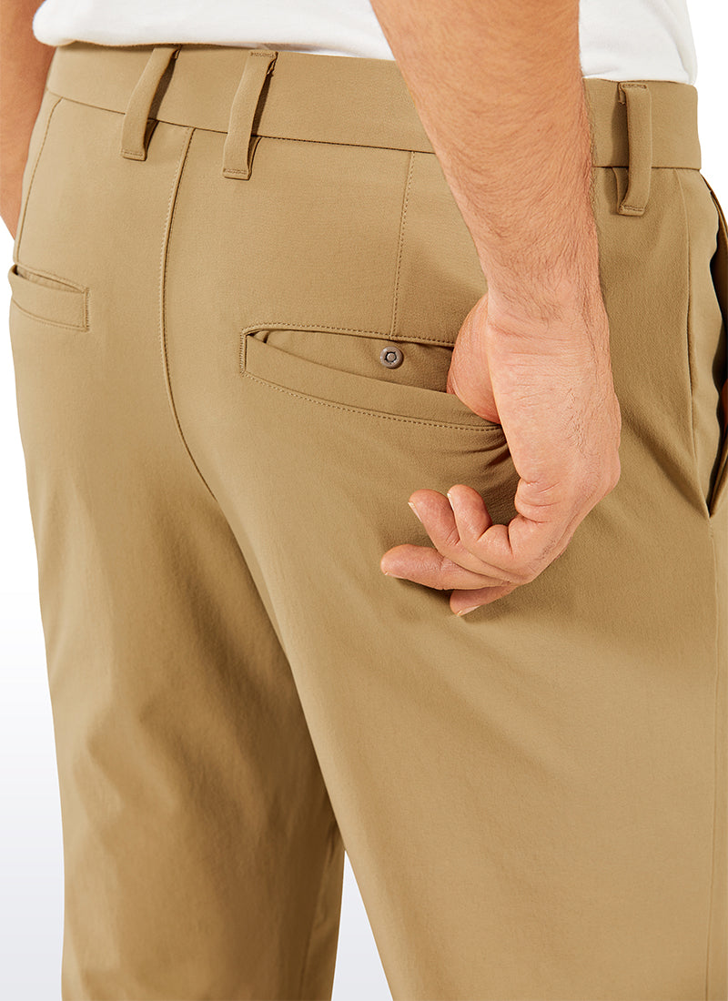 CRZ YOGA Men's Golf Slim Fit Stretch Slim-Fit Pants with Pockets 33'' Khaki