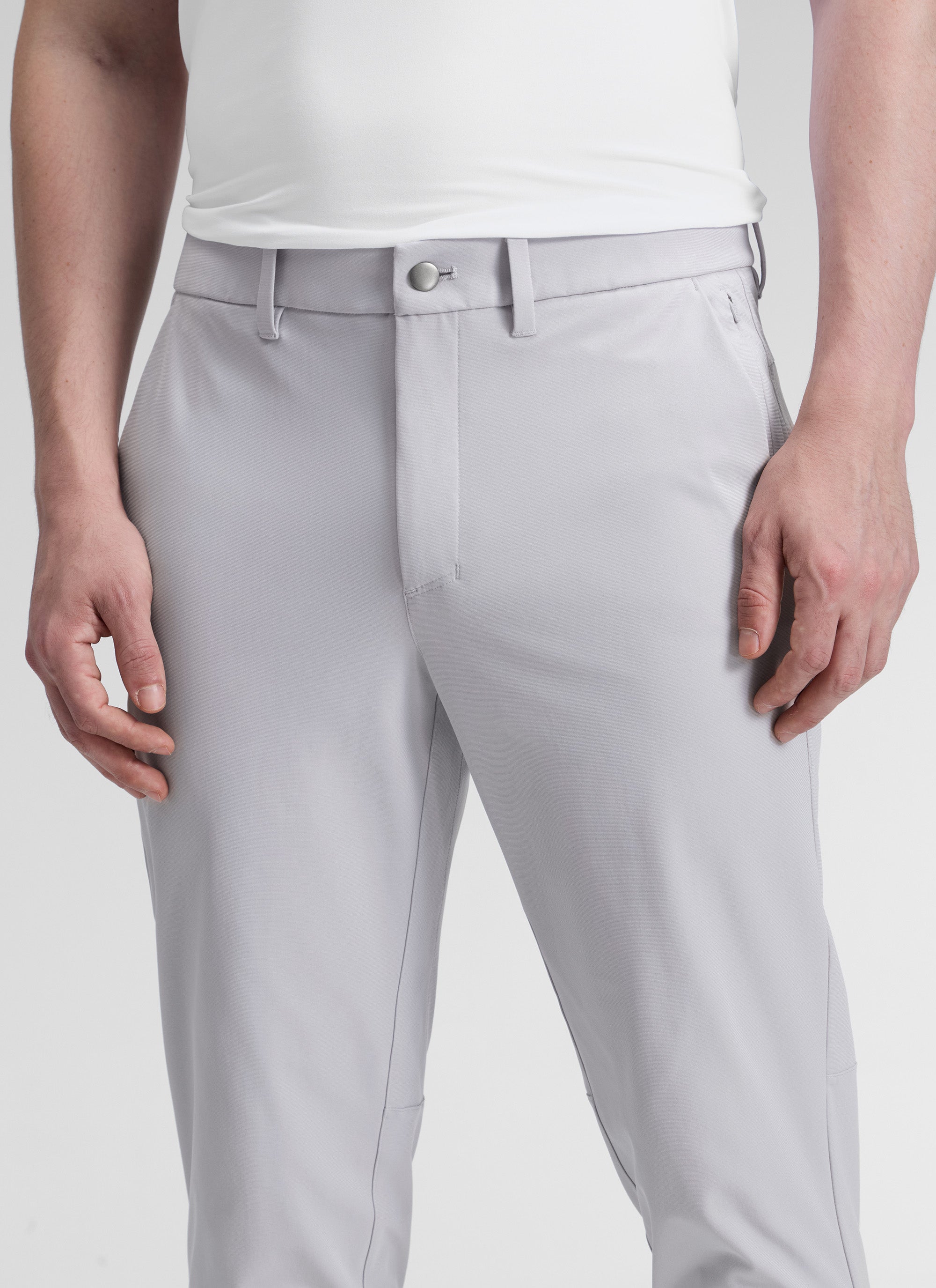 CRZ YOGA Mens Work Classic Fit All-Day Comfort Golf Pants Pockets 30'' Platinum Grey