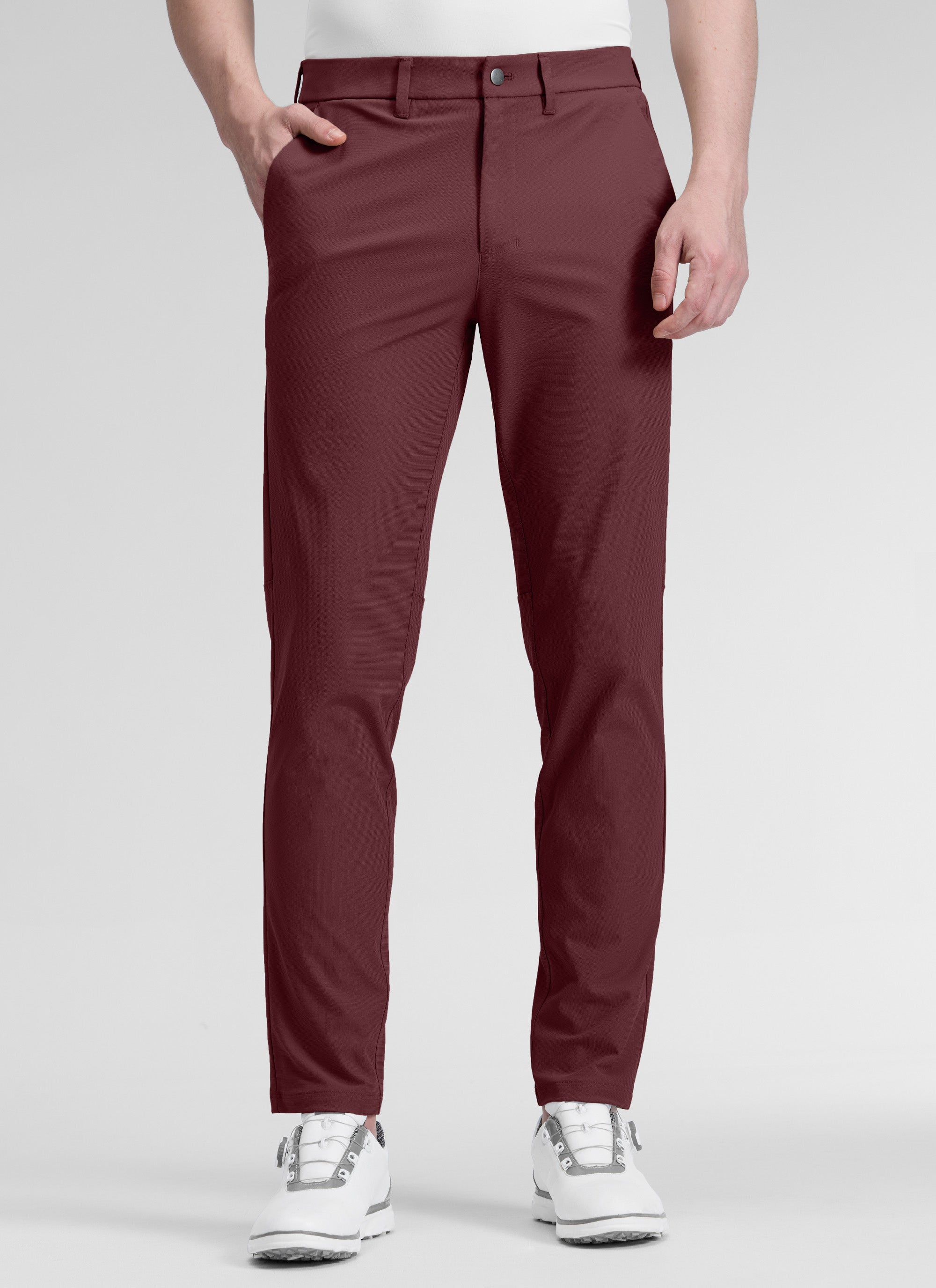 CRZ YOGA Mens Work Classic Fit All-Day Comfort Golf Pants Pockets 30'' Dark Red