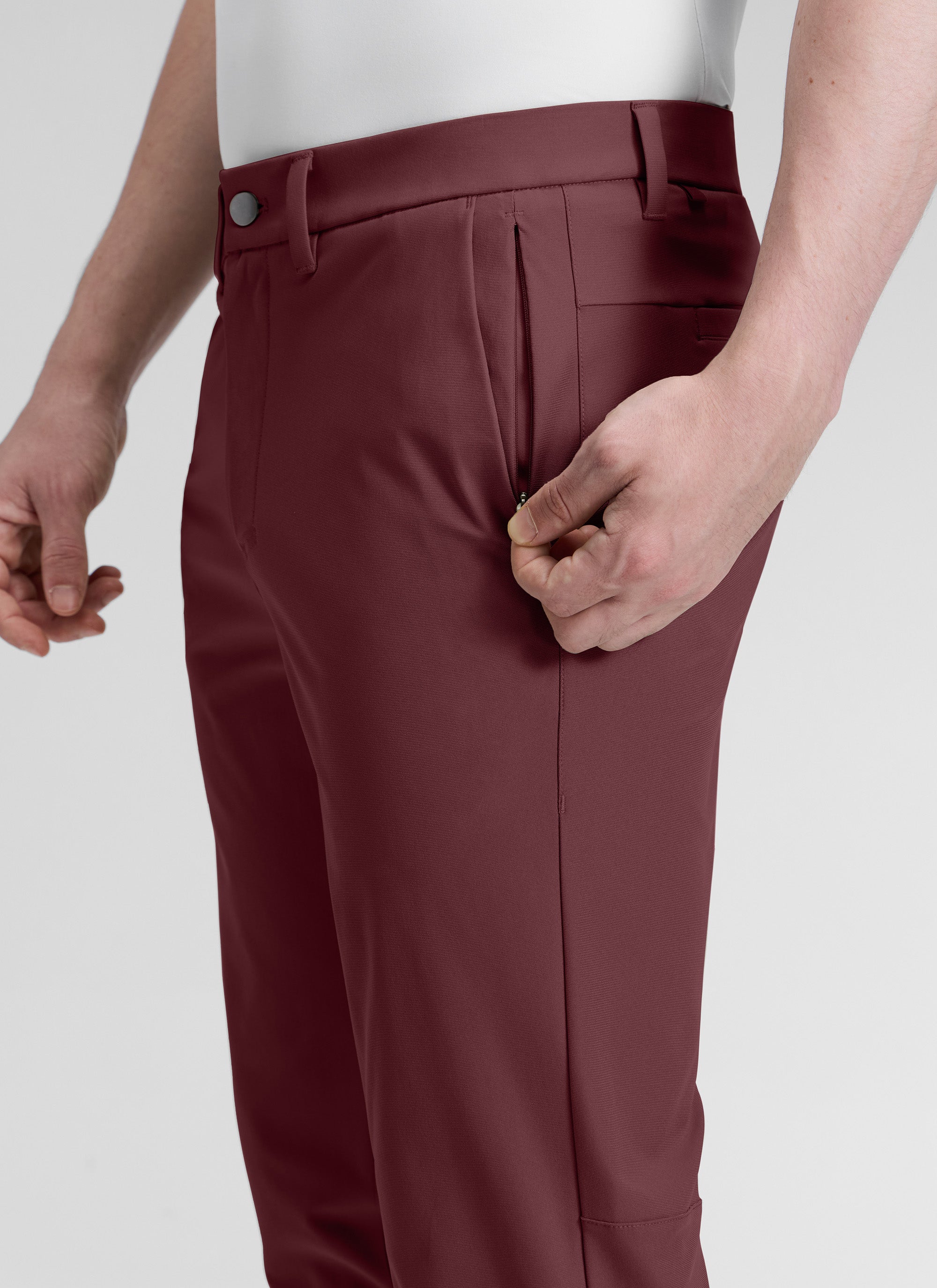 CRZ YOGA Mens Work Classic Fit All-Day Comfort Golf Pants Pockets 30'' Dark Red